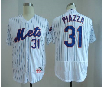 Men's New York Mets #31 Mike Piazza Retired White Stitched MLB Majestic Flex Base Jersey