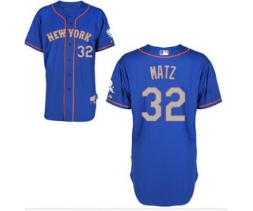 Men's New York Mets #32 Steven Matz Blue With Gray Jersey W2015 Mr. Met Patch