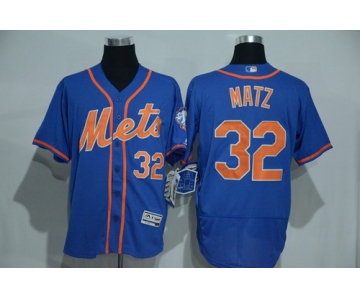 Men's New York Mets #32 Steven Matz Blue With Orange 2016 Flexbase Majestic Baseball Jersey