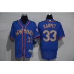 Men's New York Mets #33 Matt Harvey Blue With Gray 2016 Flexbase Majestic Baseball Jersey