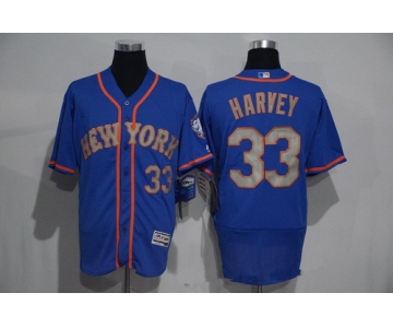 Men's New York Mets #33 Matt Harvey Blue With Gray 2016 Flexbase Majestic Baseball Jersey