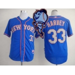 Men's New York Mets #33 Matt Harvey Blue With Gray Jersey W/2015 Mr. Met Patch