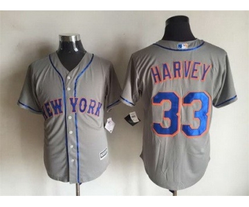 Men's New York Mets #33 Matt Harvey Gray Road 2015 MLB Cool Base Jersey