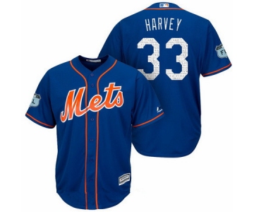 Men's New York Mets #33 Matt Harvey Royal Blue 2017 Spring Training Stitched MLB Majestic Cool Base Jersey