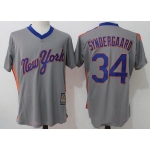 Men's New York Mets #34 Noah Syndergaard Gray Pullover Stitched MLB Majestic Cooperstown Collection Jersey