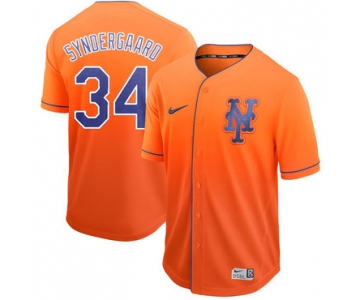 Men's New York Mets 34 Noah Syndergaard Orange Drift Fashion Jersey