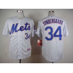 Men's New York Mets #34 Noah Syndergaard White Pinstripe Jersey