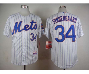 Men's New York Mets #34 Noah Syndergaard White Pinstripe Jersey