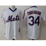 Men's New York Mets #34 Noah Syndergaard White Pullover Stitched MLB Majestic Cooperstown Collection Jersey