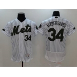 Men's New York Mets #34 Noah Syndergaard White with Green Memorial Day Stitched MLB Majestic Flex Base Jersey