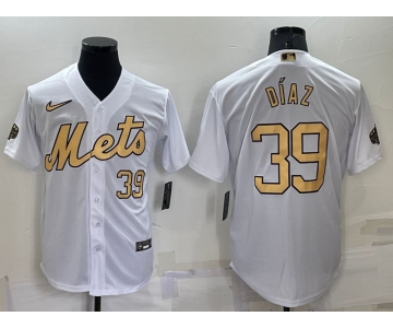 Men's New York Mets #39 Edwin Diaz Number White 2022 All Star Stitched Cool Base Nike Jersey