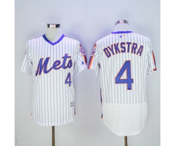 Men's New York Mets #4 Lenny Dykstra Retired White Pullover 2016 Flexbase Majestic Baseball Jersey