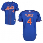 Men's New York Mets #4 Wilmer Flores Alternate Blue With Orange MLB Cool Base Jersey With 2015 Mr. Met Patch