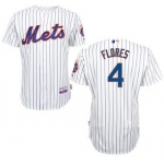 Men's New York Mets #4 Wilmer Flores Home White Pinstripe MLB Cool Base Jersey