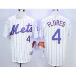 Men's New York Mets #4 Wilmer Flores White Cool Base Jersey