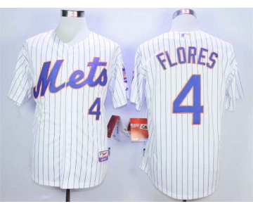 Men's New York Mets #4 Wilmer Flores White Cool Base Jersey
