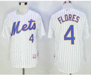 Men's New York Mets #4 Wilmer Flores White Home Stitched 2015 MLB Cool Base Jersey