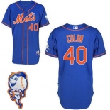 Men's New York Mets #40 Bartolo Colon Blue Jersey W/2015 Mr. Met Patch