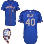 Men's New York Mets #40 Bartolo Colon Blue With Gray Jersey W/2015 Mr. Met Patch