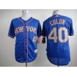 Men's New York Mets #40 Bartolo Colon Blue With Gray Jersey