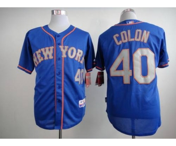 Men's New York Mets #40 Bartolo Colon Blue With Gray Jersey