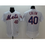 Men's New York Mets #40 Bartolo Colon White Pinstripe 2016 Flexbase Majestic Baseball Jersey