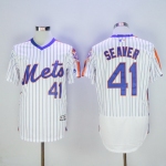 Men's New York Mets #41 Tom Seaver Retired White Pullover 2016 Flexbase Majestic Baseball Jersey