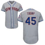 Men's New York Mets #45 Presidential Candidate Donald Trump Gray Jersey