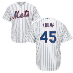 Men's New York Mets #45 Presidential Candidate Donald Trump White Jersey