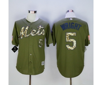 Men's New York Mets #5 David Wright Green Salute to Service Cool Base Baseball Jersey