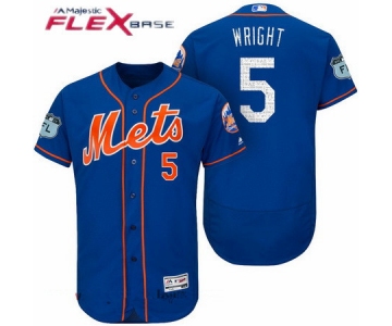 Men's New York Mets #5 David Wright Royal Blue 2017 Spring Training Stitched MLB Majestic Flex Base Jersey