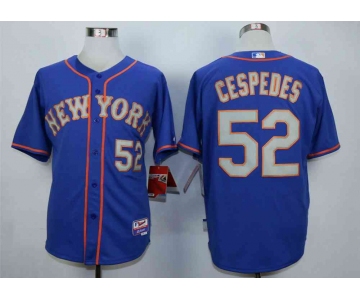 Men's New York Mets #52 Yoenis Cespedes Blue Cool Base Road Jersey