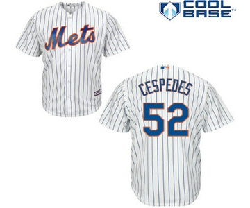 Men's New York Mets #52 Yoenis Cespedes Home White Pinstripe MLB Cool Base Jersey