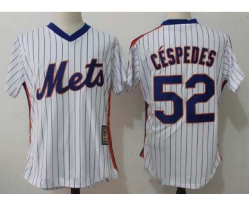 Men's New York Mets #52 Yoenis Cespedes White Pullover Stitched MLB Majestic Cooperstown Collection Jersey