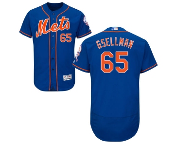 Men's New York Mets #65 Robert Gsellman Blue With Orange Stitched MLB 2016 Majestic Flex Base Jersey