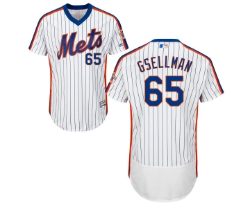 Men's New York Mets #65 Robert Gsellman White Pullover Stitched MLB 2016 Majestic Flex Base Jersey