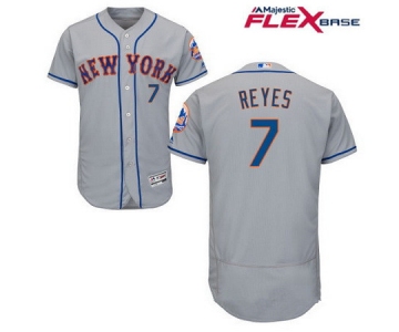Men's New York Mets #7 Jose Reyes Gray Road Stitched MLB Majestic Flex Base Jersey
