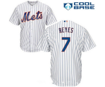 Men's New York Mets #7 Jose Reyes White Home Stitched MLB Majestic Cool Base Jersey