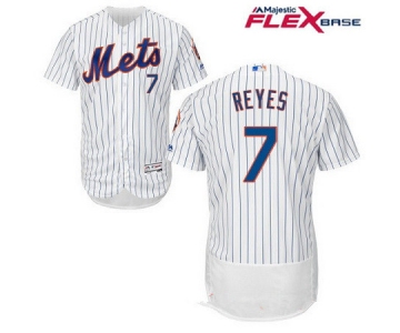 Men's New York Mets #7 Jose Reyes White Home Stitched MLB Majestic Flex Base Jersey