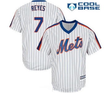 Men's New York Mets #7 Jose Reyes White Pullover Stitched MLB Majestic Cool Base Jersey