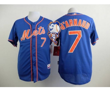 Men's New York Mets #7 Travis D'Arnaud Blue Jersey W2/015 Mr. Met Patch