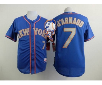 Men's New York Mets #7 Travis D'Arnaud Blue With Gray Jersey W2/015 Mr. Met Patch