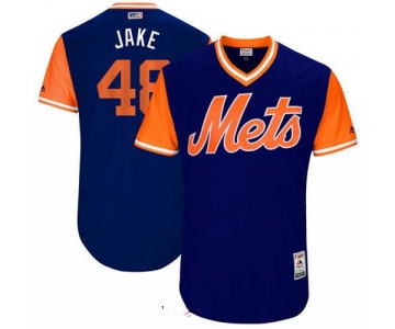 Men's New York Mets Jacob deGrom Jake Majestic Royal 2017 Little League World Series Players Weekend Stitched Nickname Jersey