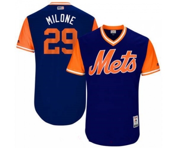 Men's New York Mets Tommy Milone Milone Majestic Royal 2017 Little League World Series Players Weekend Stitched Nickname Jersey