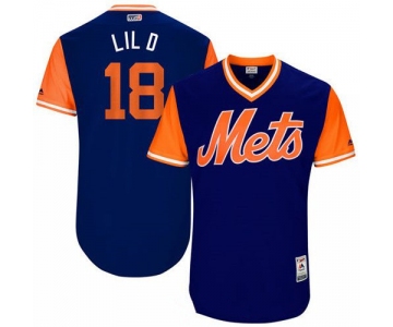 Men's New York Mets Travis d'Arnaud Lil D Majestic Royal 2017 Little League World Series Players Weekend Stitched Nickname Jersey