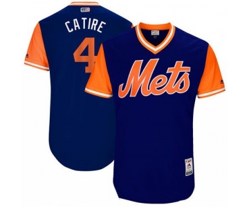 Men's New York Mets Wilmer Flores Catire Majestic Royal 2017 Little League World Series Players Weekend Stitched Nickname Jersey