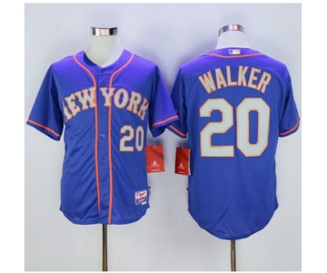 Mets #20 Neil Walker Blue(Grey NO.) Alternate Road Cool Base Stitched MLB Jersey