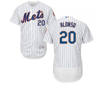 Mets #20 Pete Alonso White(Blue Strip) Flexbase Authentic Collection Stitched Baseball Jersey