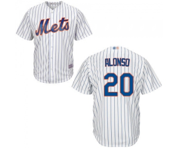 Mets #20 Pete Alonso White(Blue Strip) New Cool Base Stitched Baseball Jersey
