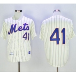 Mitchell And Ness 1969 Mets #41 Tom Seaver Cream(Blue Strip) Throwback Stitched MLB Jersey